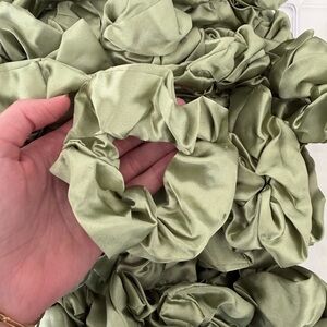 42 new Satin Scrunchies in Light Green